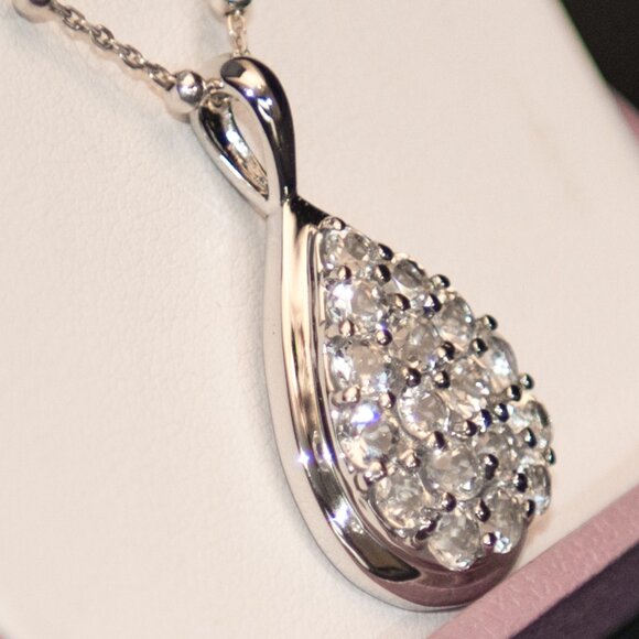 White Topaz Necklace 24" - Picture 3 of 3